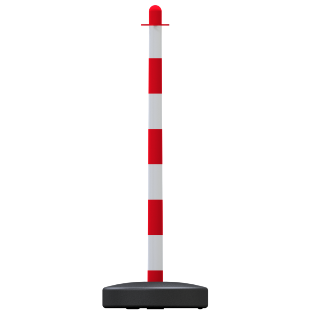 Plastic chain post |  40 mm, white / red | fillable base